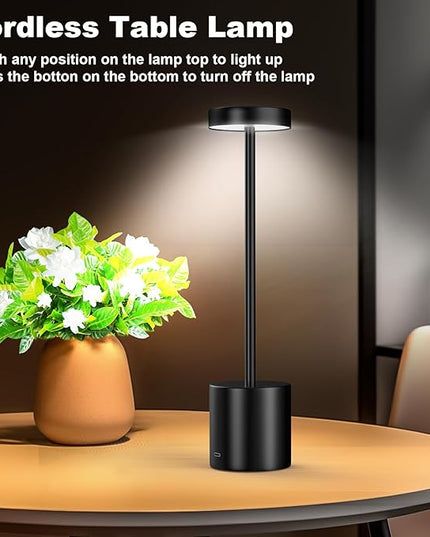 LED Table Lamp Eye-Caring Battery Operated Desk Lamps Bedside Reading 3-Colors Wireless Dimmable Night Light for Bedroom Living Room Home Office Up to 72h Cordless Lighting - LeafyLoom
