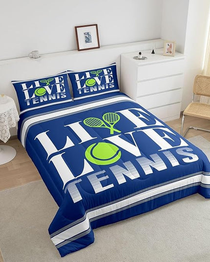 Feelyou Kids Tennis Comforter Set King Size Tennis Ball Bedding Set for Boys Girls Teens Bedroom Decor Ball Gaming Comforter Women Men Gift for Tennis Lover Duvet Set with 2 Pillow Case - LeafyLoom