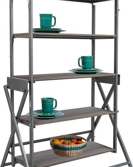 Origami Modern 2 in 1 Shelf to Table Style, Organizer Deco Rack Magically Turn to a Table/Desk in a Second,Fully Assembled, Platinum/Gray US Patent Pending (STT-PLAGRY) - LeafyLoom