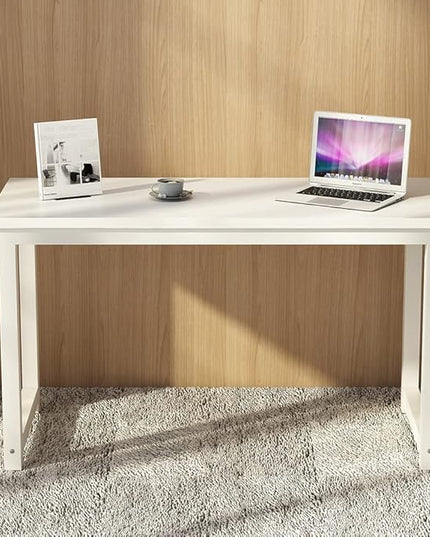 Tribesigns Modern Simple Computer Desk, 47 inch Office Desk Computer Table, Study Writing Study Desk for Home Office, White - LeafyLoom