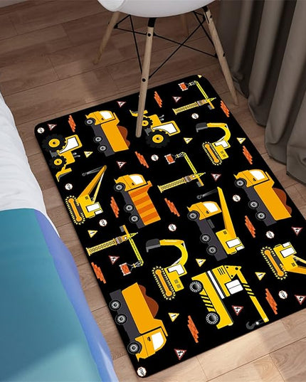 Car Track Rug Construction Play Mat Car Rug for Boys Room Kids Rugs for Playroom Construction Mat for Kids Car Rug for Boys Room Construction Decor for Boys Room,Black 2'×3' - LeafyLoom