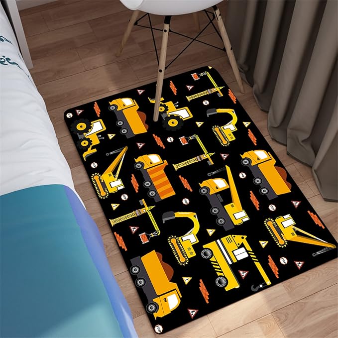 Car Track Rug Construction Play Mat Car Rug for Boys Room Kids Rugs for Playroom Construction Mat for Kids Car Rug for Boys Room Construction Decor for Boys Room,Black 2'×3' - LeafyLoom