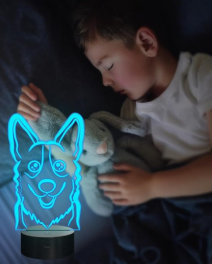 Attivolife Dog 3D Bedside Lamp, Corgi Illusion Optical Night Light, 16 Colors Changing Remote Control Dimmable LED Toy, Puppy Room Decor Cute Christmas Birthday Gift for Kids Baby Boy - LeafyLoom