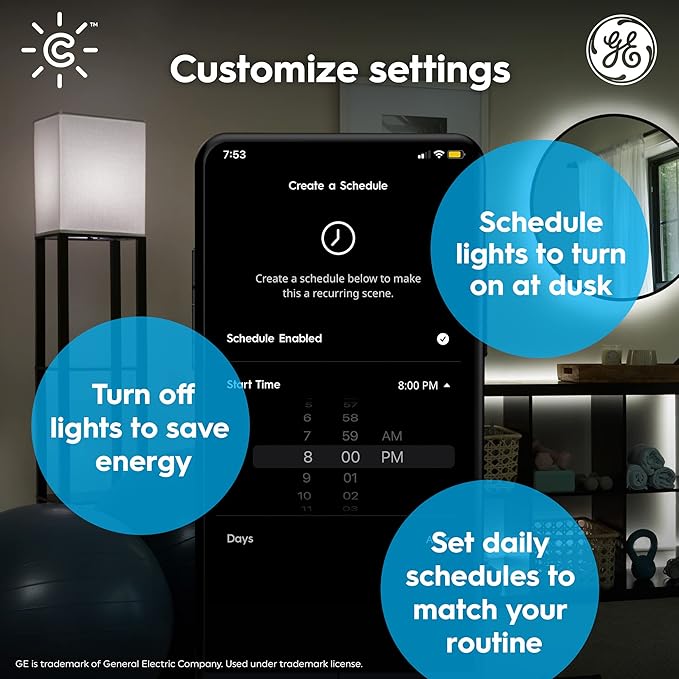 GE CYNC Smart LED Light Bulbs, Tunable White, Bluetooth and Wi-Fi, Works with Alexa and Google, BR30 Indoor Floodlights (2 Pack) CYNCSmartHome