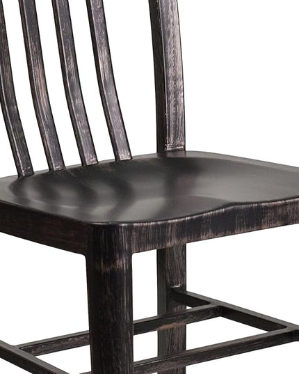 Flash Furniture Gael Commercial Grade 2 Pack Black-Antique Gold Metal Indoor-Outdoor Chair - LeafyLoom