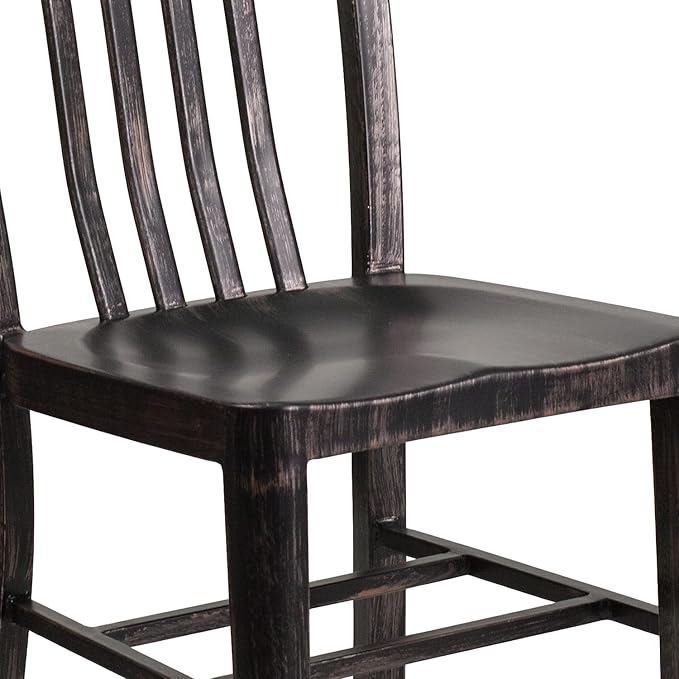 Flash Furniture Gael Commercial Grade 2 Pack Black-Antique Gold Metal Indoor-Outdoor Chair - LeafyLoom
