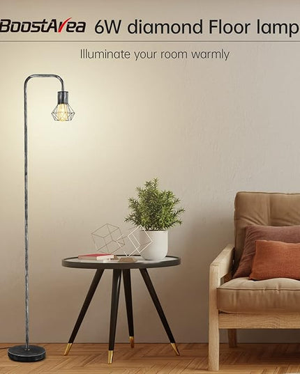 BoostArea Floor lamp,Industrial Floor Lamp,Standing Lamp with 6W LED Bulb,E26 Socket,On/Off Footswitch,Whole Metal,Modern Floor Lamp for Bedroom,Office, Living Room,Rustic,Vintage,Farmhouse - LeafyLoom