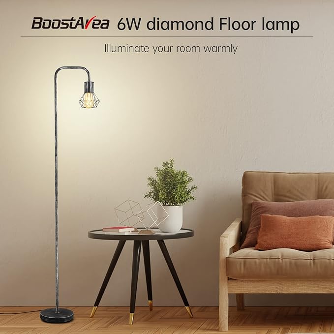 BoostArea Floor lamp,Industrial Floor Lamp,Standing Lamp with 6W LED Bulb,E26 Socket,On/Off Footswitch,Whole Metal,Modern Floor Lamp for Bedroom,Office, Living Room,Rustic,Vintage,Farmhouse - LeafyLoom