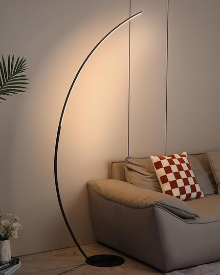 Arc Floor Lamp 65" Modern Standing Lamp with Remote, Black LED Arch Lamps for Living Room Bedroom Office, 3 Color Temperature & Stepless Dimmable Arched Reading Lamp - LeafyLoom