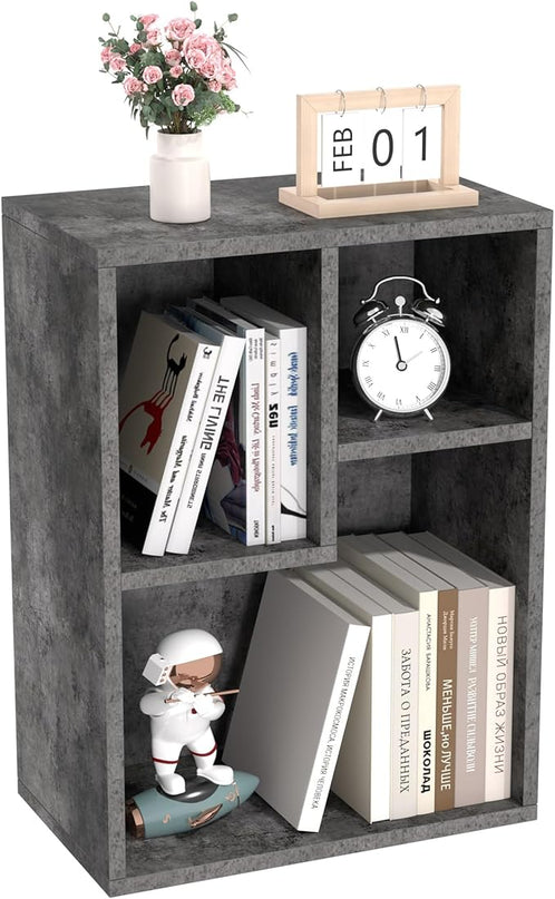 VECELO 3-Cube Small Bookshelf, Modern Bookcases with Shelves Height Up to 12.8 Inches, Suit for Common Size TextBook, Vertical or Horizontal, Cubby Storage Organizer,Grey - LeafyLoom