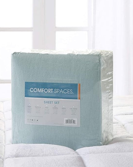 Comfort Spaces Cotton Flannel Breathable Warm Deep Pocket Sheets with Pillow Case Bedding, Queen, Aqua Solid 4 Piece - LeafyLoom