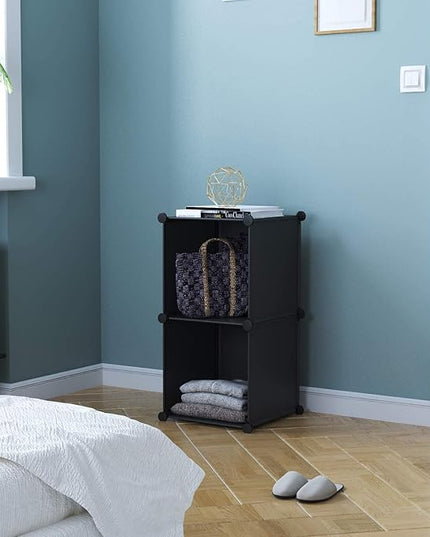 C&AHOME Cube Storage, 2-Cube Organizer Units, Plastic Closet Storage Shelves, DIY Book Shelf, Modular Bookcase, Cabinet Ideal for Bedroom, Living Room, Home Office, 12.4" L x 12.4" W x 24.8" H Black - LeafyLoom