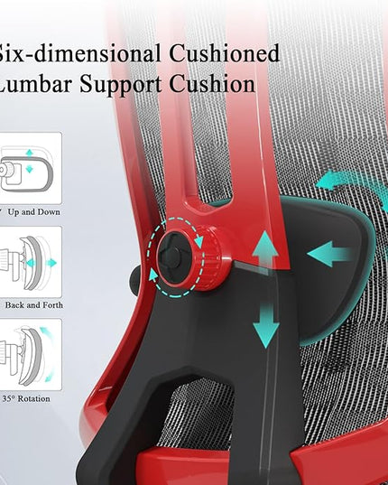 Ergonomic Mesh Office Chair - High Back Desk Chair with 3D Lumbar Support, Seat Depth Adjustable Office Chair with Headrest, 3D Armrest, Ergonomic Gaming Chair for Home Office,Tilt Function - LeafyLoom
