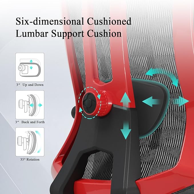 Ergonomic Mesh Office Chair - High Back Desk Chair with 3D Lumbar Support, Seat Depth Adjustable Office Chair with Headrest, 3D Armrest, Ergonomic Gaming Chair for Home Office,Tilt Function - LeafyLoom