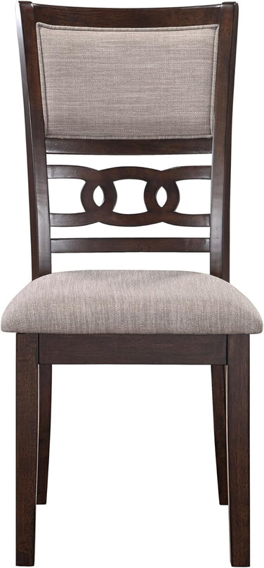 New Classic Furniture Gia Dining Chair (Set of Four), Light Brown Fabric Upholstered Seat & Back Rest, Cherry Brown - LeafyLoom