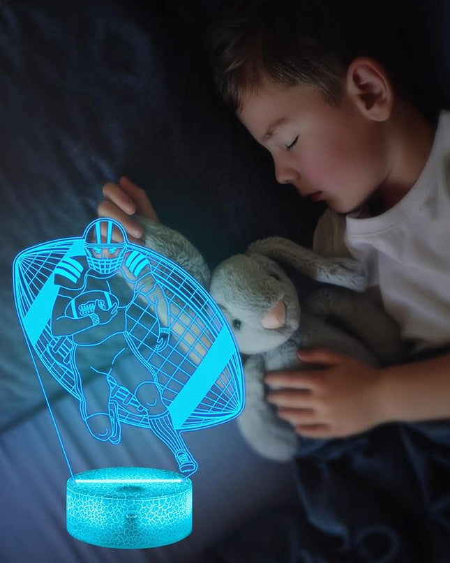 Attivolife Football Player Night Light for Kids, 3D Rugby Illusion LED Lamp, 16 Colors Changing with Remote Control & Touch, Best Room Decor Birthday Gifts for Outsports Lover Boys Teens Child - LeafyLoom