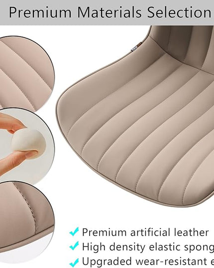 YOUNIKE Office Chair Swivel Desk Chair Upholstered Faux Leather Height Adjustable with Wheels Computer Task Chair Modern Rolling Armless Ergonomic High Back, Khaki, Loads 300 lbs - LeafyLoom