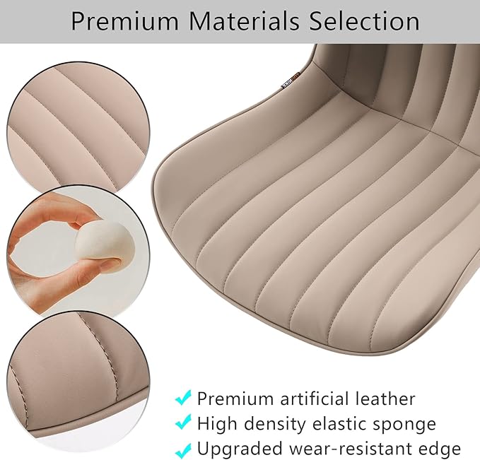 YOUNIKE Office Chair Swivel Desk Chair Upholstered Faux Leather Height Adjustable with Wheels Computer Task Chair Modern Rolling Armless Ergonomic High Back, Khaki, Loads 300 lbs - LeafyLoom