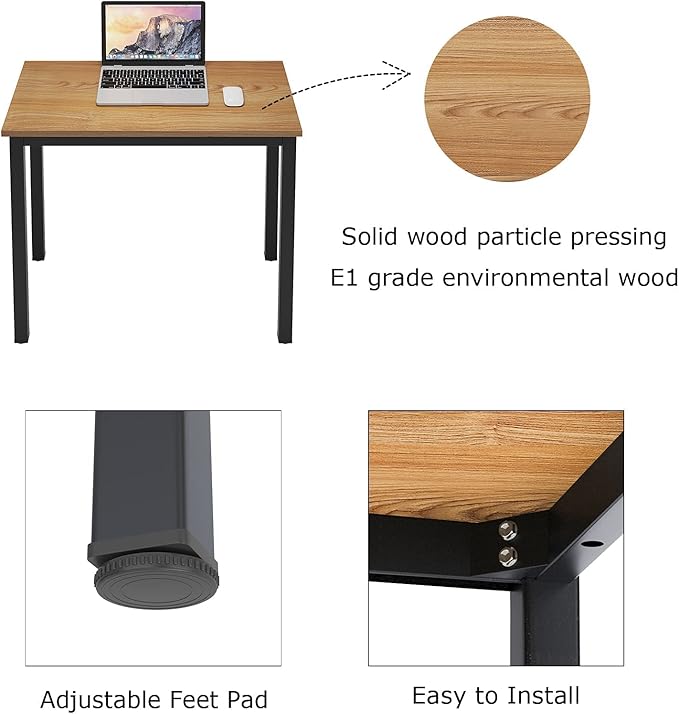 SogesGame Computer Desk,63 inch Desk& Workstations for Home Office, Writing Study Corner Desk,Modern Simple Style Laptop Table,Easy to Assemble, Teak Black - LeafyLoom