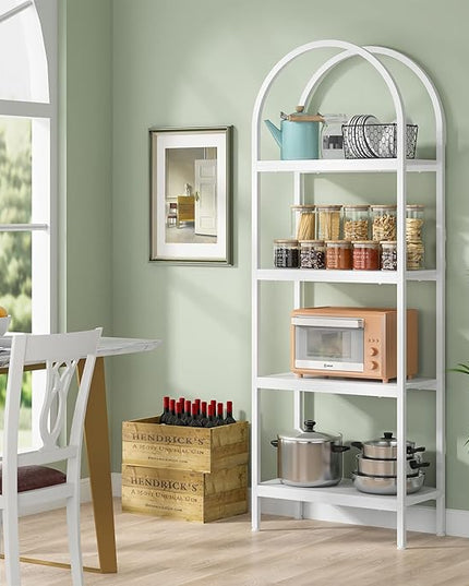 Tribesigns 4-Tier Open Bookshelf, 70.8" Industrial Wood Bookcase Storage Shelves with Metal Frame, Freestanding Display Rack Tall Shelving Unit for Office, Bedroom, Living Room (White, 1PC) - LeafyLoom