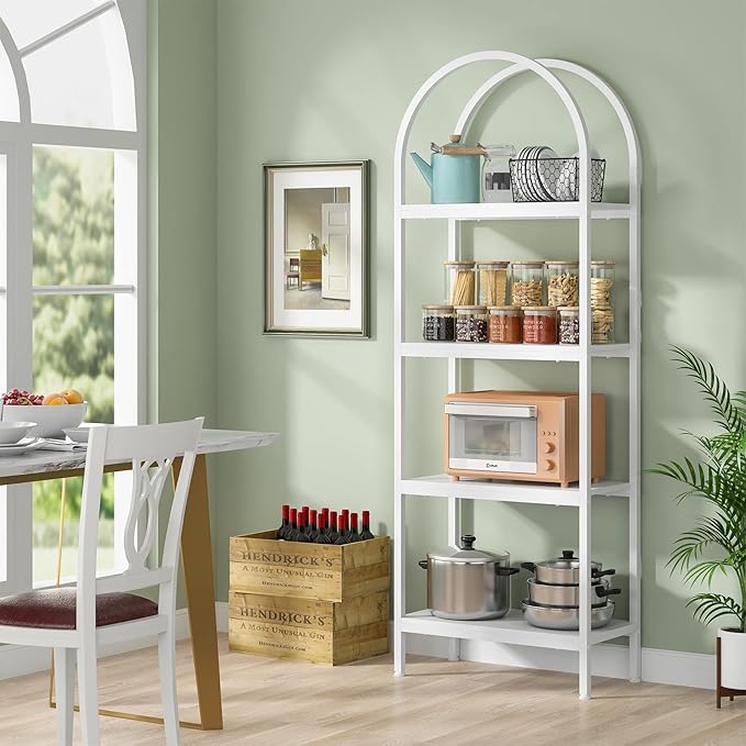Tribesigns 4-Tier Open Bookshelf, 70.8" Industrial Wood Bookcase Storage Shelves with Metal Frame, Freestanding Display Rack Tall Shelving Unit for Office, Bedroom, Living Room (White, 1PC) - LeafyLoom