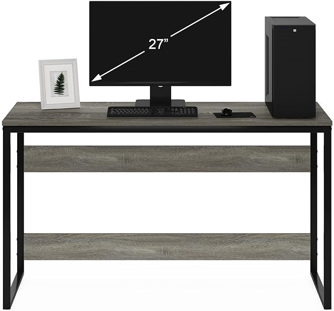 Furinno Moretti Modern Lifestyle Enhanced Study Desk 52 Inch, 52-Inch, French Oak Grey - LeafyLoom