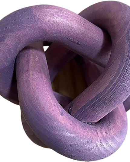 Wood Knot Decor -Coffee Table Decor Shelf Decor Table Books Hand Carved Home Decoration Boho Country Rustic Modern Shabby Chic Style Decor 3 Link Wooden Knot Chain Link Decor (Purple) - LeafyLoom