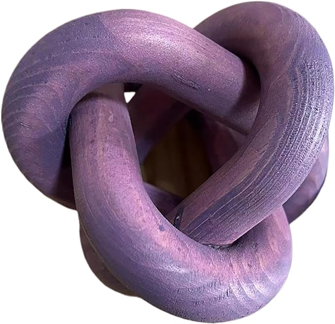 Wood Knot Decor -Coffee Table Decor Shelf Decor Table Books Hand Carved Home Decoration Boho Country Rustic Modern Shabby Chic Style Decor 3 Link Wooden Knot Chain Link Decor (Purple) - LeafyLoom