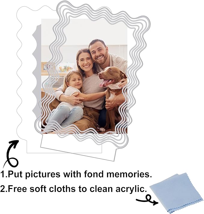 Attivolife Light up Wavy Photo Frame, 4x6 Inches Picture Frame Cute Night Light for Bedroom Aesthetic, Unique Birthday Christmas Gifts for Girl Lover Friends - LeafyLoom