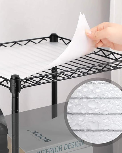 SONGMICS 4-Tier Bathroom Shelf, Storage Rack for Small Space, with 4 PP Shelf Liners, Removable Hook, Extendable Design, Ink Black and Translucent ULGR104B01 - LeafyLoom