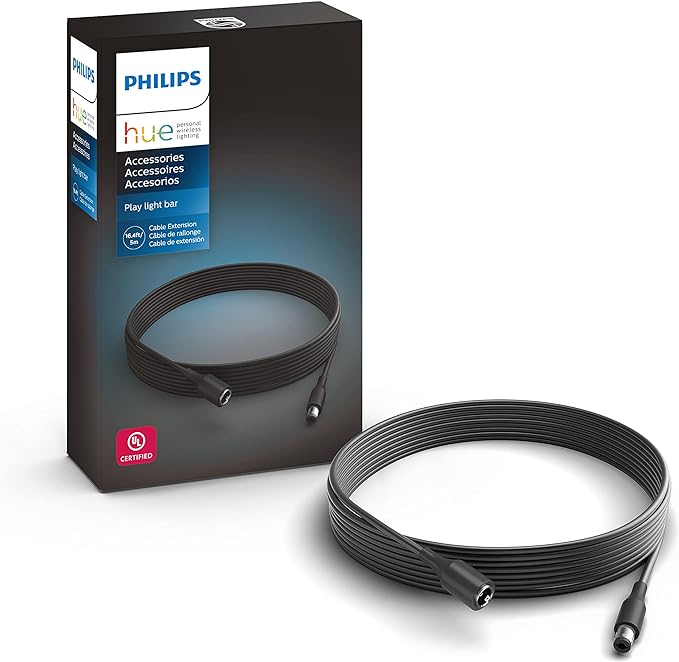 Philips Hue 16-Foot Extension Cable for Philips Hue Play Light Bar, Black - 1 Pack - Power Supply Not Included PhilipsHue