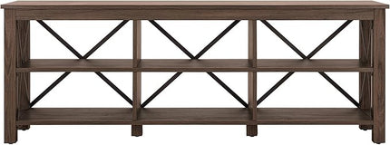 Henn&Hart Rectangular TV Stand for TV's up to 80" in Alder Brown, Electric Fireplace TV Stands for the Living Room - LeafyLoom