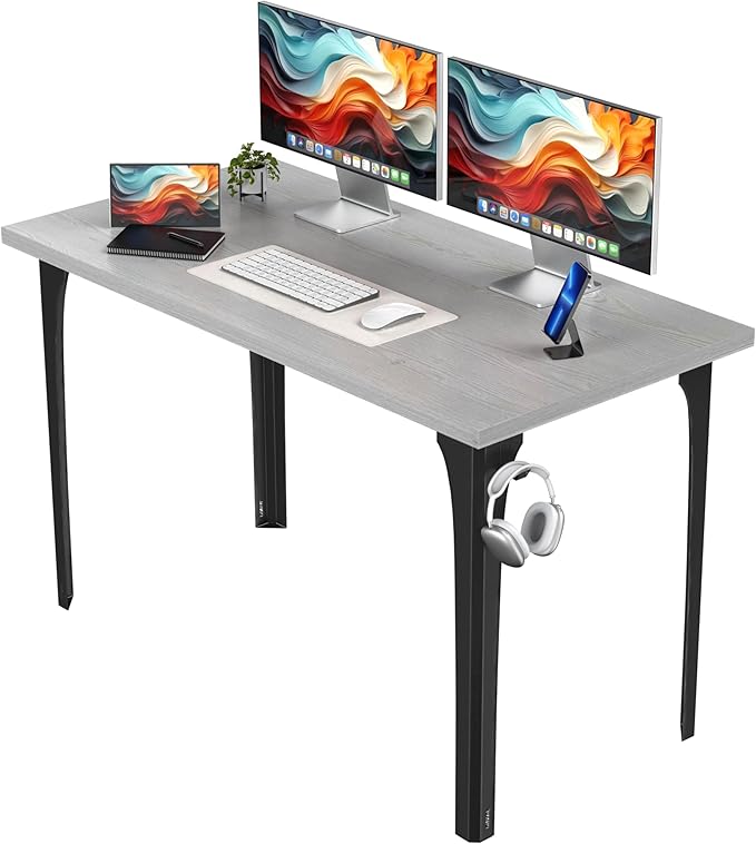 Home Office Computer Desk 47.2x23.6 inch gaming Desk, Modern and Minimalist home office desk, Home Office Desks, Study Desk, Craft table Black Metal Designed Frame, White Board color. - LeafyLoom