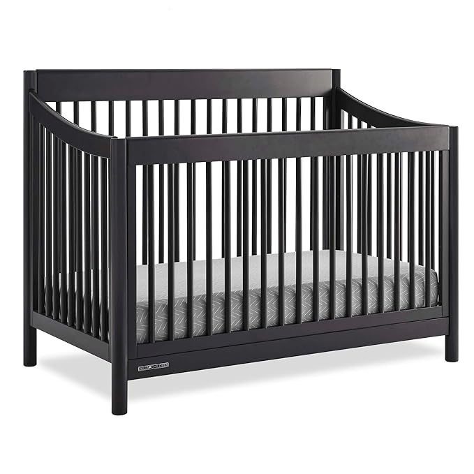 Delta Children Brooks 6-in-1 Convertible Crib - Greenguard Gold Certified, Midnight Grey - LeafyLoom