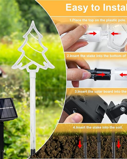 Solar Christmas Garden Lights Outdoor Decorations, 8 Modes Xmas Tree Candy Lights Waterproof Led Garden Stake Lights for Walkway Yard Lawn Porch Holiday Decor 5-Pack BRIGHTDECK