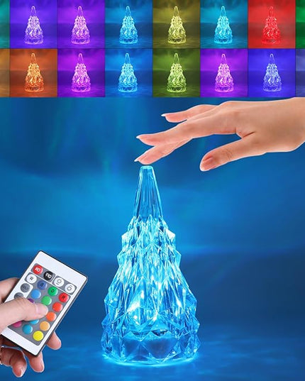 Iceberg Shape Crystal Touch Lamp RGB Tablelamp Night Light, Colorful Remote Control USB Rechargeable Dimmable Creative Lovely Gift Bedside Lights for Home Bedroom Decor - LeafyLoom