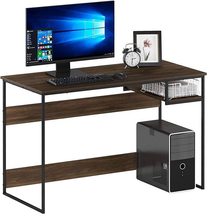 FURINNO Moretti Lifestyle Study Desk, 45 Inches, Columbia Walnut - LeafyLoom