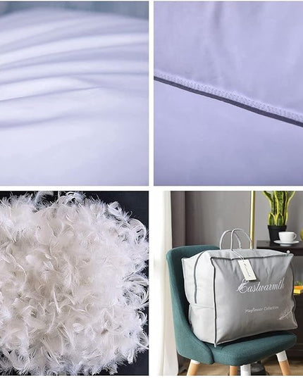 Set of 2 Goose Feather Down Cooling Pillow for Back, Stomach or Side Sleepers 2 Pack,100% Cotton Cover Standard Size(20X26IN) Gussted White - LeafyLoom