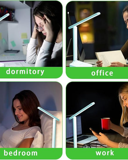Desk lamp,LED Lamp,Touch Control,3 Color Modes,Eye-Protecting Table Lamp,Led Lights for Bedroom,Home,Office,Black (Medium Size, Blue) - LeafyLoom