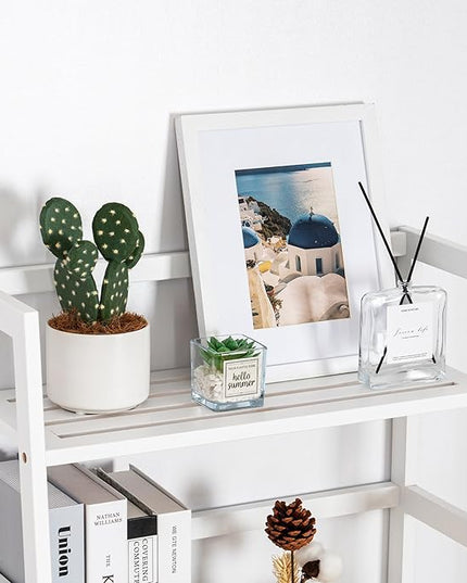 4-Tier Bamboo Bookshelf Ladder Shelf Book Shelf Bookcase Freestanding Storage Rack Plant Stand for Bedroom, Living Room, Bathroom, Small Space, Light white - LeafyLoom