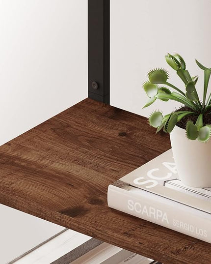 BON AUGURE Industrial Bookshelf, Etagere Bookcases and Book Shelves 5 Tier, Rustic Wood and Metal Shelving Unit (Rustic Oak) - LeafyLoom
