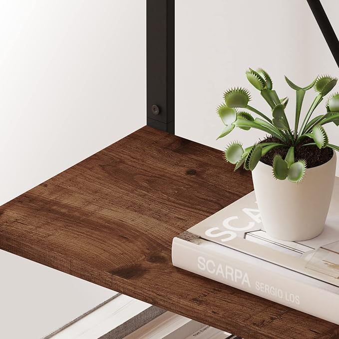 BON AUGURE Industrial Bookshelf, Etagere Bookcases and Book Shelves 5 Tier, Rustic Wood and Metal Shelving Unit (Rustic Oak) - LeafyLoom