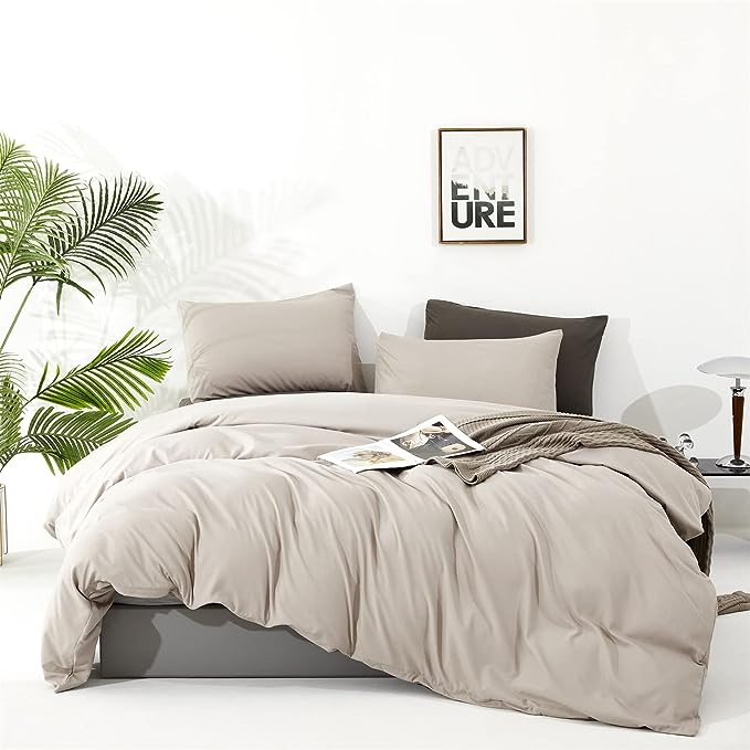 Light Khaki Comforter Set King Size Khaki Comforter 3 Pieces Champagne Color King Comforter Bedding Set Women Solid Khaki King Bed Comforter Set All Season Gift - LeafyLoom