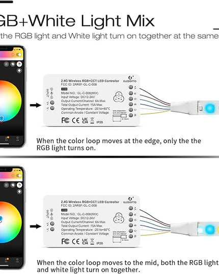 ZigBee 3.0 LED Strip Controller RGB+CCT Mix Dimmable Compatible with SmartThings Amazon Echo Plus App/Voice Control for RGB Warm White Cold White LED Strip Light (Require ZigBee Hub) GLEDOPTO