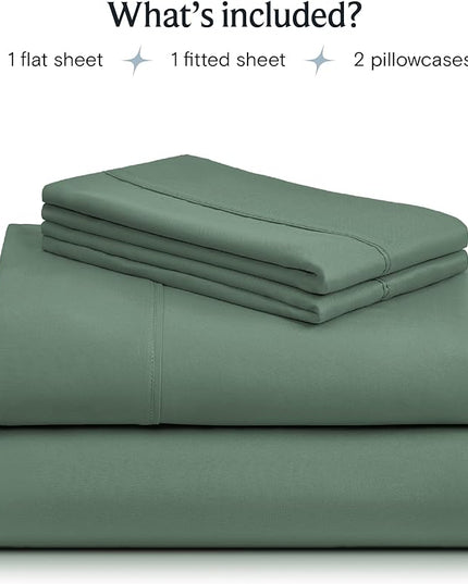 LuxClub Twin XL Sheets - Twin Bed Sheets for Boys and Girls, 4 PC Deep Pockets 18" Eco Friendly Wrinkle Free Kids Fitted Sheets Machine Washable Hotel Bedding Silky Soft - Tree Moss Green Twin XL - LeafyLoom