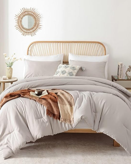 ROSGONIA Twin Comforter for College Girls Boys Linen Grey,1 Gray Comforter & 1 Pillowcase All Season Kids Comforter Sets Lightweight Dorm Bedding - LeafyLoom
