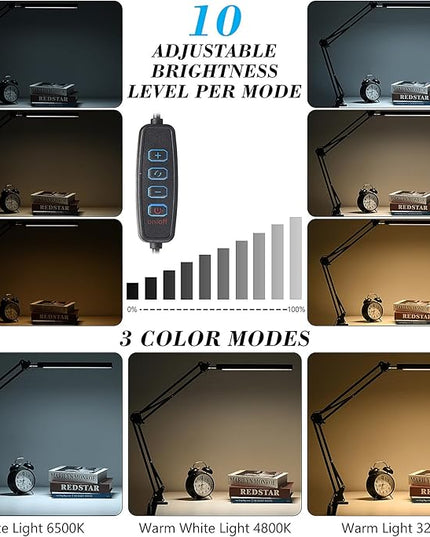 Modern LED Desk Lamp with Adjustable Brightness and Color Temperature, Eye-Caring, Architect Desk Lamp for Office, Home, Reading, Drawing - LeafyLoom