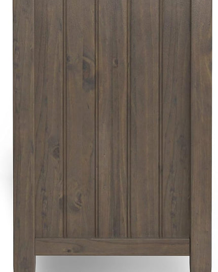 SIMPLIHOME Lev SOLID WOOD 72 Inch Wide Contemporary TV Media Stand in Smoky Brown for TVs up to 80 Inches, For the Living Room and Entertainment Center - LeafyLoom