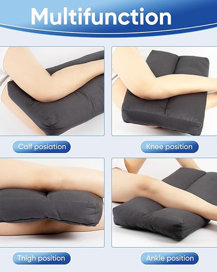 Knee Pillow for Side Sleepers, 5 Inch Height Between Leg & Under Knee Pillow for Back Sleepers - Leg Pillow with 1100G 7D High Suppot Alternative for Relieving Leg, Back, and Knee Pain-Grey - LeafyLoom