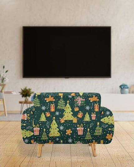 FKELYI Christmas Tree Sofa Couch Cover Comfortable Furniture Protector with Elastic Bottom Stretch Sofa Slipcover for Living Room M FKELYI